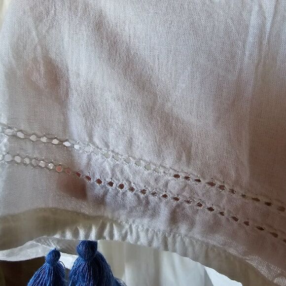 EUC NEVER WORN BOHO EMBROIDERED TASSEL HEM COTTON DRESS SIZE M - Picture 10 of 16